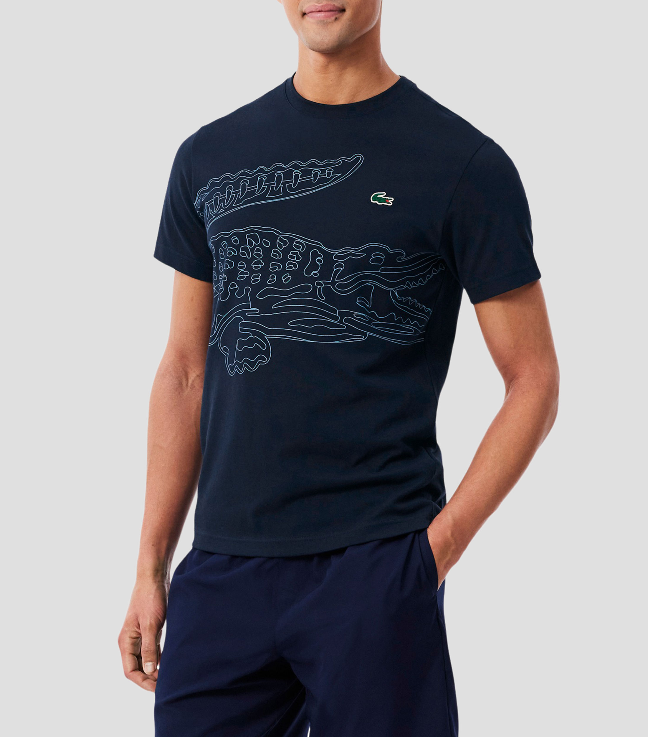 Playera cuello redondo manga corta con estampado Hombre